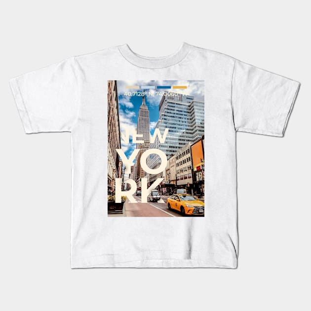 New York Travel Poster Kids T-Shirt by mardavemardave